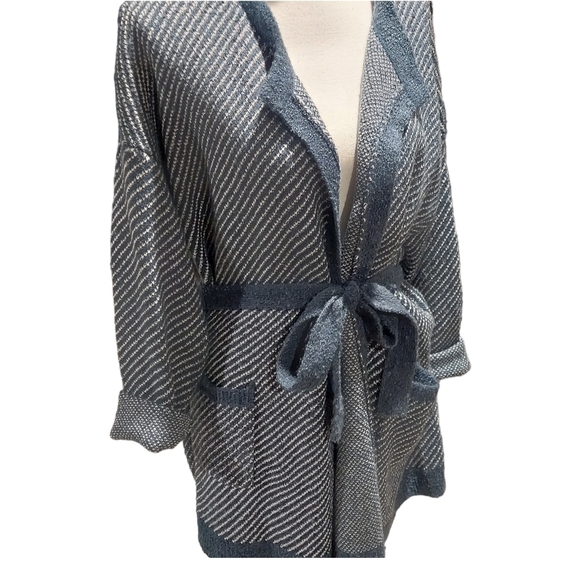 Daisy Fuentes cardigan womens size XL blue and cream - Picture 2 of 6